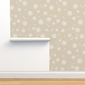 snowflake fabric, dog coordinates collection - sand