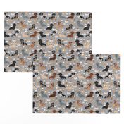 dachshund coffee fabric, coffees and lattes fabric - grey