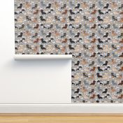 dachshund coffee fabric, coffees and lattes fabric - grey