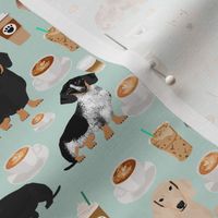 dachshund coffee fabric, coffees and lattes fabric - light 