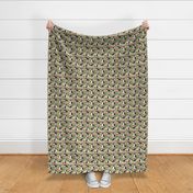 boston terrier tiki fabric, palm trees summer design - sand