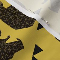 geometric bear fabric // andrea lauren fabric mustard bear camping triangles fabric