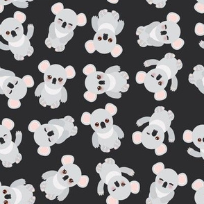  Funny cute koala on black background. illustration