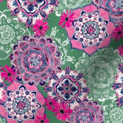 Mandala Medley Pink and Green