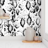 Snake skin texture. Seamless pattern black on white background. 3