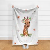 2 YARDS / 56" X 72" / FLORAL GIRAFFE