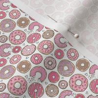 Donuts with Hearts Valentine Love Pink and Chocolate on White Tiny Small