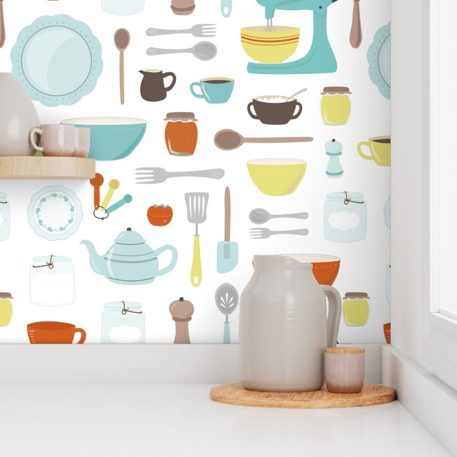 My Vintage Kitchen Wallpaper | Spoonflower