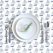 16-02c Nautical Sail Boats Sailing Water Mint Navy Blue 