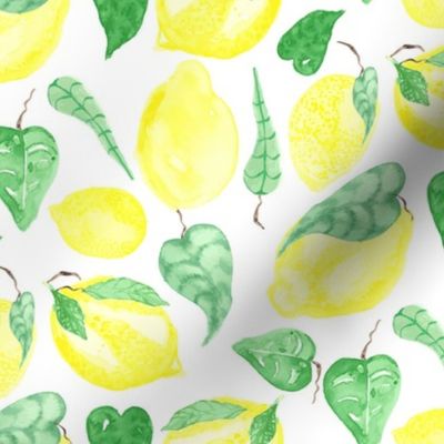 17-07H Lemon Tree Tropical Leaf Fruit Food Yellow Watercolor_Miss Chiff Designs