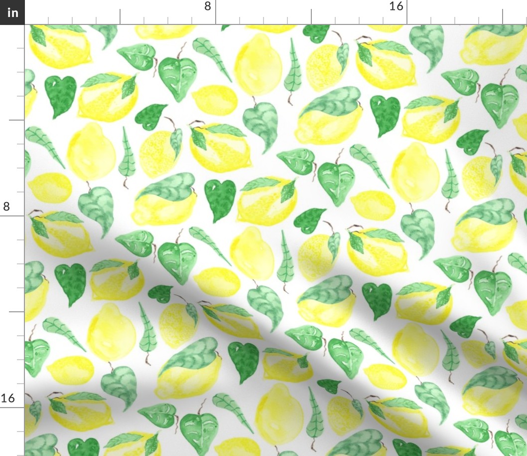 17-07H Lemon Tree Tropical Leaf Fruit Food Yellow Watercolor_Miss Chiff Designs