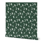 (small scale) moose and trees green linen (90)