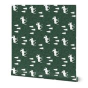 moose and trees green linen