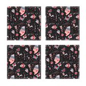 geometric tangrams abstract novelty black pink red gray grey