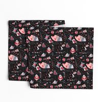 geometric tangrams abstract novelty black pink red gray grey