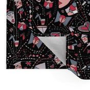 geometric tangrams abstract novelty black pink red gray grey