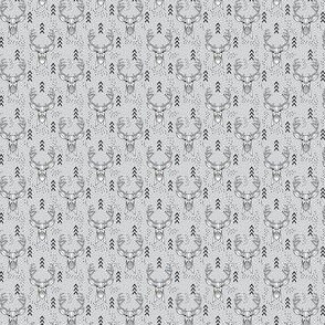 Deer geometric // Grey and Black - SMALL repeat