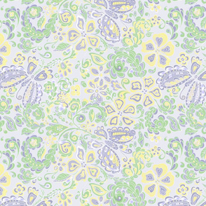 butterfly floral in pale lavender and green