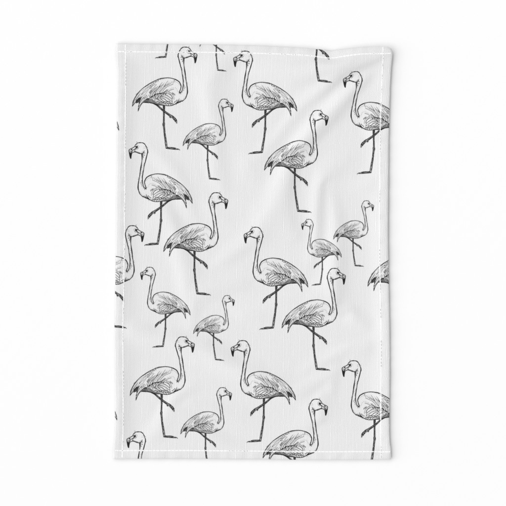 Black and White Flamingos - Larger Size