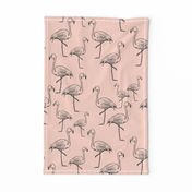 Flamingos on Peachy Pink - Larger Size