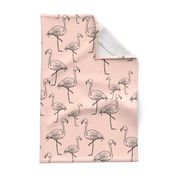 Flamingos on Peachy Pink - Larger Size