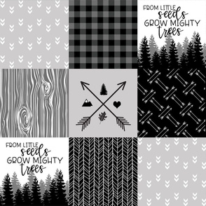 Mighty Trees - Wholecloth Cheater Quilt / Monochrome