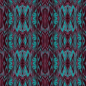 DGD1 - Medium - Digital Dalliance Lace in Maroon,  Aqua and Burgundy