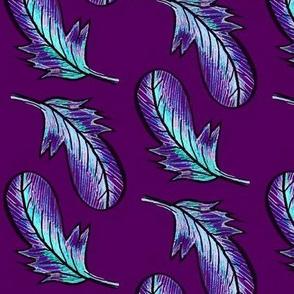 Feathering  / Falling Feathers on purple  