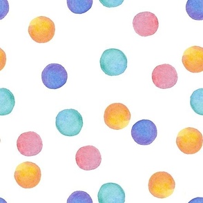  Watercolor  Multi-colored polka dots .
