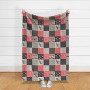 Wholecloth Quilt - Redstone Canyon - Strawberry Pink -Moose, antlers, arrows, wild and free in rust, brown, tan-ch-ch-ch