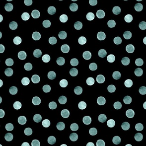 Blue polka dots on a black background .