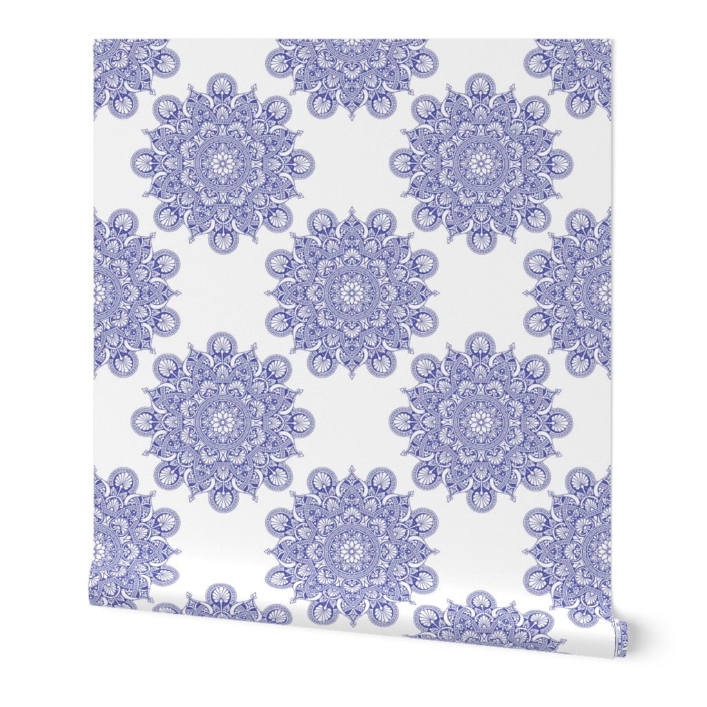 fortune mandala wedgewood blue#5759af white ground