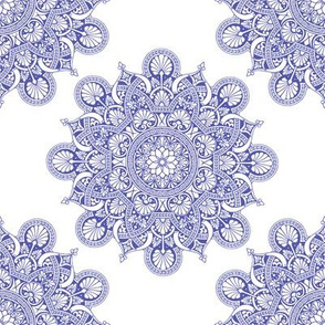 fortune mandala wedgewood blue#5759af white ground