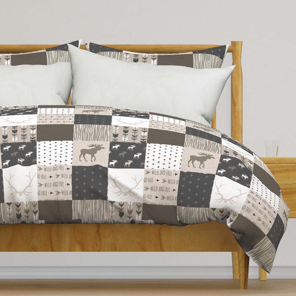 Wholecloth Quilt - Canyon - antlers, arrows  brown, tan and white