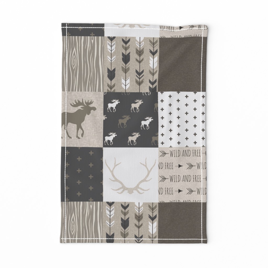 Wholecloth Quilt - Canyon - antlers, arrows  brown, tan and white