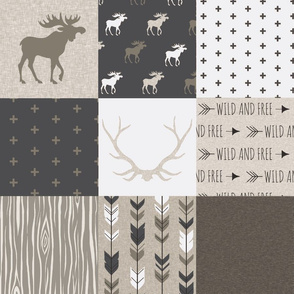 Wholecloth Quilt - Canyon - antlers, arrows  brown, tan and white