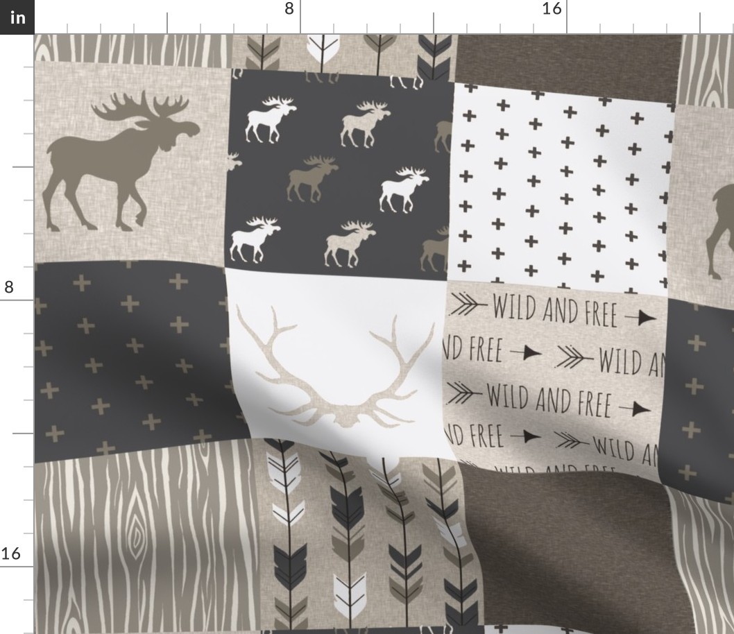 Wholecloth Quilt - Canyon - antlers, arrows  brown, tan and white