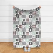 Fearfully and Wonderfully Made Patchwork Fabric || Mint, Pink, Grey (90)