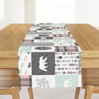 Fearfully and Wonderfully Made Patchwork Fabric || Mint, Pink, Grey (90)