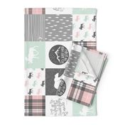 Fearfully and Wonderfully Made Patchwork Fabric || Mint, Pink, Grey (90)