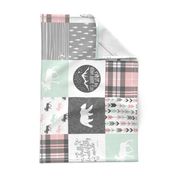 Fearfully and Wonderfully Made Patchwork Fabric || Mint, Pink, Grey (90)