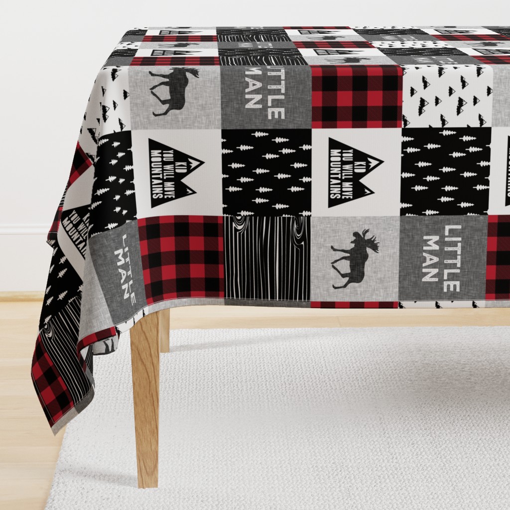 Little Man & You Will Move Mountains Quilt Top - buffalo plaid