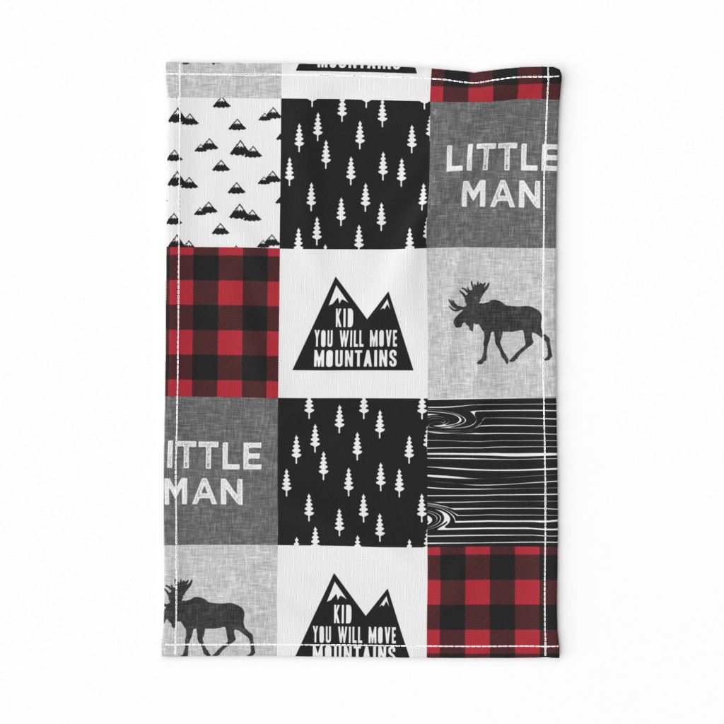 Little Man & You Will Move Mountains Quilt Top - buffalo plaid