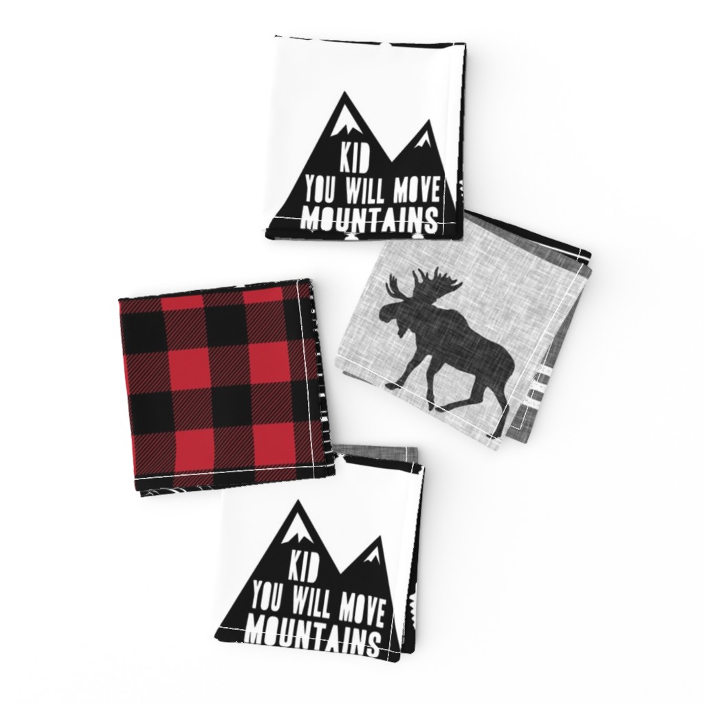 Little Man & You Will Move Mountains Quilt Top - buffalo plaid