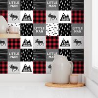 Little Man & You Will Move Mountains Quilt Top - buffalo plaid