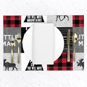 Little Man & You Will Move Mountains Quilt Top - buffalo plaid