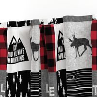 Little Man & You Will Move Mountains Quilt Top - buffalo plaid