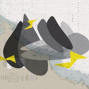 Tea towel travel pilot whales map North Carolina South Carolina