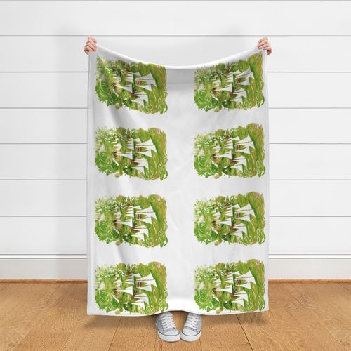 Tea Towel wall hangingl Nautical Sail Regatta Green