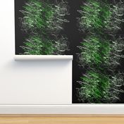 Tea towel green white black sketch contour lines